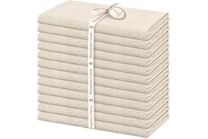 ‎SHOWGEOUS Showgeous Baumwollmischgewebe-Leinen-Servietten, 12 Stück, 40x40 cm, beige, waschbar, wiederverwendbar, für Hochzeit, Abendessen, Hotel, Party