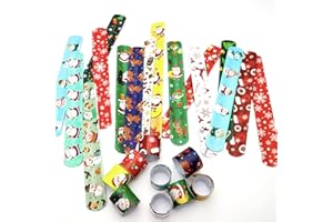 POPOYU 30 Pcs Christmas Slap Bands for Party Bags,Christmas Slap Bracelets Wristband Xmas Party Gift Party Favours for Teenagers Men Women Christmas School Party Bags Fillers Birthday Classroom Gifts Prizes