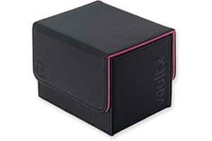 Vault X Sammelkarten-Deckbox, 80+ Karten, Premium-Exo-Tec-Material, seitlich zu öffnende Kartenaufbewahrungsbox mit abnehmbarem Magnetdeckel, für MTG Commander, TCG (Schwarz/Elektrisches Pink)