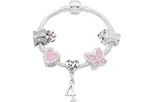 JEWELLERY HUT 4th Birthday Silver Plated Charm Bracelet for Girls with Gift Box