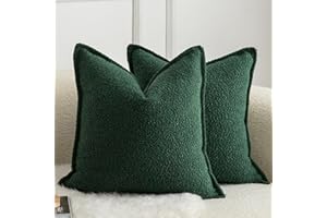 Mandioo Pack of 2 Cushion Covers 65cm x 65cm Decorative Accent Solid Woven Textured Throw Pillow Covers cases Bedroom Living Room Couch Sofa Home 26 x 26 Inch Green