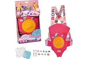 BABY born Mochila portabebés Pin-Play para muñecas de 36 cm y 43 cm – con Correas Ajustables y Caja con alfileres Decorativos – Accesorios 3 años