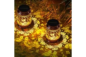 Joysing Solarlampen für Außen Hängend 2 Stück Solar Laternen für Draußen, Schmetterling Solarlaterne Wasserdicht Metall Solar Laterne für Terrasse Patio Garten Deko, Geschenke für Mama Oma Frauen