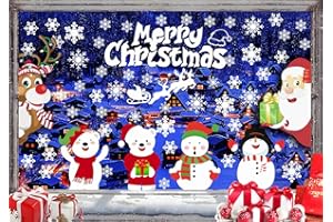CheChury Natale Vetrofanie Addobbi Natale Adesivi Rimovibile Statico Adesivi Murali Fai da Te Finestra Stickers Vetrina Wallpaper Display Alci di Babbo Natale Natalizia Decorazione,N