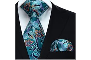 HISDERN Męski krawat paisley chusteczka ślubna krawat i poszetka zestaw