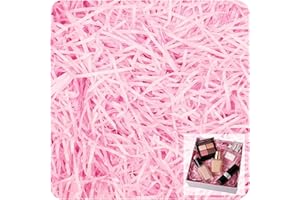 RONGZUBAT 200g Shredded Tissue Paper for Gift Boxes, Pink Soft Shreds for Hampers Filling and Packaging, Filler Stuffing Paper for Christmas Birthday Decor