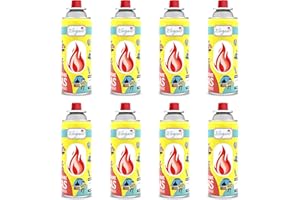 AFS ELEGANT SET OF 8 | Elegant STOVE GAS (220g) | 400ml - Butane Gas for Camping, Heater Cooker | HIGH Performance Gas Canisters for BBQ