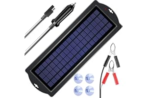 POWOXI 3.5W 12V Solar Trickle Charger for Car Battery, Portable and Waterproof, High Conversion Single Crystal Silicon Solar Panel car Battery Charger for Motorcycle Boat (3.5w Solar Chargers-Black)