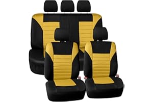 FH Group Autositzbezüge, komplettes Set, 3D-Air-Mesh – universelle Passform, Auto-Sitzbezüge, niedrige Rückenlehne, Airbag-kompatibel, Geteilte Sitzbank, waschbarer Autositzbezug für SUV,