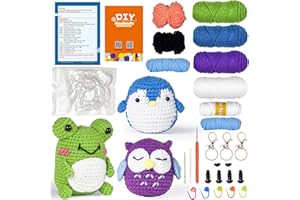 SUNFRY Kits de Crochet pour Adultes Débutants Aiguilles à Crochet Set, Crochet Tricot Kit Complet Tricoter des Peluches avec Crochets Ergonomiques, Laine à Tricoter, Cadeau d'artisanat bricolage pour maman