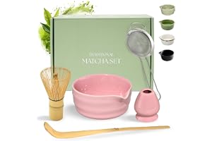 Comforder Matcha Set, Keramikskål, Bambuvisp, Sked och Sil