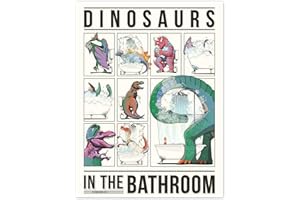 POSTERLOUNGE Dinozaury w łazience Plakat Wyatt9 50 x 70 cm Wielobarwny Obrazy Dekoracja ścienna