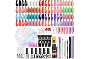 Phoenixy Gel Nail Polish Set with Drill, 51Pcs Gel Nail Kits with 48W U V Lamp Starter Kit, 20 Colours Nail Polishes with 4 Colours Poly Nail Gels Complete Manicure Kit for Women (25+4pcs Gift Set)
