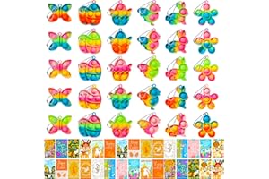 HOUT Easter Gifts for Kids, Pop Keyring Party Bag Fillers for Kid 30 Pack, Easter Eggs Hunt Children's Party Favours, Fillers Toys for Boys and Gilds, Festival Decorations Mini Pop Fidget Toys Pack