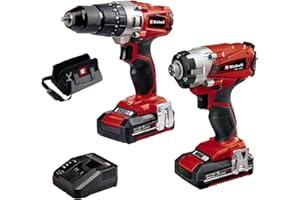 Einhell 18V Cordless Drill and Impact Driver Set with 2 x Batteries, Charger and Storage Bag, Power X-Change 4257214