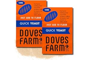 COSY TREAT CLUB 2 x 125g Packs Doves Farm Yeast, Gluten Free Instant Dry Yeast, Fast Action Bread Yeast for Home Baking, Pizza Dough, Rolls, Loaves, Bread Machines, Hand Baking, Easy Bake At Home Bread