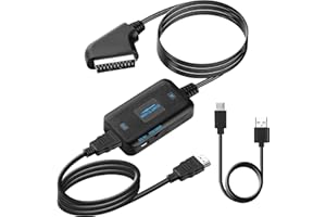 KUYiA Convertitore da scart a HDMI con cavo HDMI e scart, adattatore audio audio di alta qualità Full HD 720P/1080P, adattatore SCART in HDMI per proiettore HDTV STB VHS Xbox PS3 lettore Blu-ray DVD