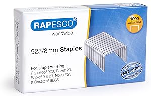 Rapesco 1236 Type 923/8 mm Galvanised Heavy Duty Staples, Pack of 1000