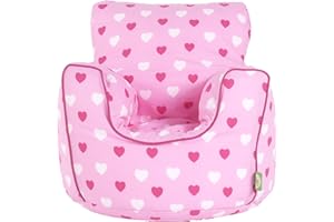 BEANLAZY Cotton Pink Hearts Girls Bean Bag Arm Chair with Beans