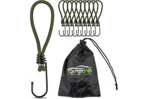 CargoVA® – 10 spänngummi med krokar och praktisk väska – expanderkrok för presenningar och nät olivgrön – 15 cm [10 stycken]