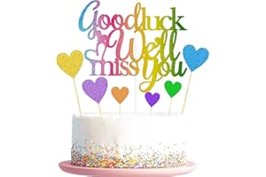 Elicola We Will Miss You Good Luck Cake Toppers Glitter We Will Miss You Cake Topper for Job Change Retirement Graduation Party Cake Decorations, Multicolor