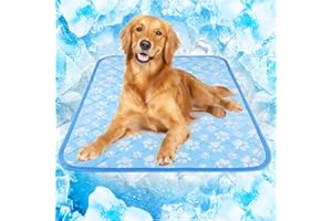 Rywell Entfärbung Kühlmatte für Hunde Katzen - 80×110cm Waschbar selbstkühlend Kälte Hundematte für unterwegs - rutschfest Wasserabsorbierend Tragbar Geruchlos Hundedecke für Haustiere Sommer - XL