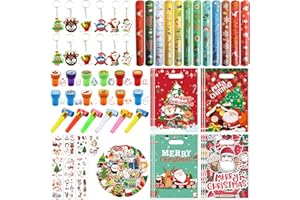 KOIROI Bomboniere Di Natale, 120 Regali Di Natale Per Bambini - Sacchetti Regalo Di Natale, Tatuaggi, Adesivi Di Natale, Timbri Di Natale, Portachiavi, Braccialetti, Fischietti Per Feste