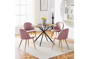 CLIPOP Dining Chairs Set of 4 Velvet Kitchen Counter Chairs with Backrest and Wooden Style Sturdy Metal Legs Living Room Lounge Leisure Chairs,Velvet Reception Chairs for Home,Office and Restaurant