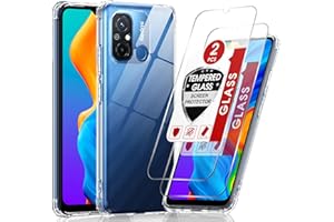 LeYi Funda para Xiaomi Redmi 12C/12 C/11A/Poco C55 con [2-Unidades] Cristal Templado, Carcasa Armor Silicona Soft Skin TPU Case Antigolpes, Transparente