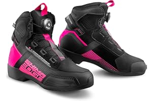 SHIMA EDGE VENTED - Scarpe da moto da donna in pelle, ventilate, protezione in pelle, con suola antiscivolo, supporto alla caviglia, chiusura lampo laterale (donna, ventilata, rosa, 40)