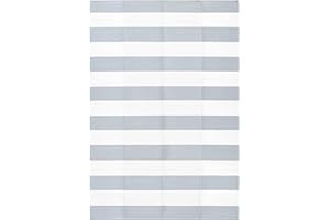 Relsy Outdoor Rug Waterproof Reversible Large 160 x 230 cm Garden Rug, Misty Grey & White Lines Area Rugs For Garden Outdoor Patio Rug, Camping Mat, Deck, Backyard, Picnic