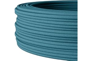 ‎LIGHTSTOCK Textilkabel für Aufputz-Elektroinstallation, Rundkabel, dreiadrig (3×1.5mm²), Petrol - 5 Meter