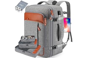 Lumesner Handgepäck-Rucksack, extra groß, 40 l, Flugzugelassen, Reiserucksack für Männer und Frauen, erweiterbar, großer Koffer-Rucksack mit 4 Packwürfeln