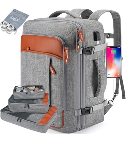 LOVEVOOK Reisrugzak Vliegtuig, Laptoprugzak Voor 15,6 Inch, Uitbreidbare Handbagagerugzak Voor Heren Dames, Grote 30l Zakelijke Rugzak Voor Weekendtrips Werk, Rood