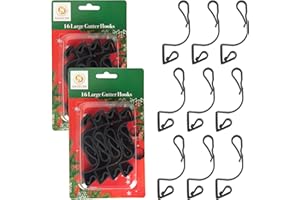 SHATCHI 32Pcs Giant Black Gutter Hooks for Outdoor Hanging Christmas String Lights, Rope Lights Decorations –UV-Protected, Weatherproof, Reusable Clips