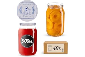 KADAX - Lot de 48 bocaux de conservation - 900 ml - Avec couvercle à visser de 82 mm - Grands bocaux avec couvercle Twist Off - Pour les concombres - Bocaux de conservation et de stérilisation