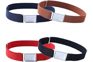 Kajeer 4PCS Ceinture élastiquée pour Enfants Garçons - Entièrement Réglable Ceinture avec Boucle Magnétique Facile pour garçons et filles de 2-15 ans