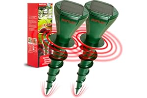 PATTLER® Anti Taupe Solaire Ultrasons | Anti Taupe Efficace et Écologique | Anti Taupe et Serpents | Alternative aux Piege a Taupe | Anti Taupe Vibration pour Jardin | Detaupeur petards | 2 Unités