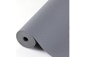 Hersvin 50cmx600cm Plastico Protector para Cocina Cajones, Alfombras Non Adhesivo para Nevera Mueble Fregadero Estante Organizador Cubiertos EVA Cubre Encimera(Gris Oscuro/Punto)
