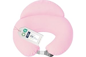 sei Design Stillkissen klein Baby- Stillhörnchen mit abnehmbaren Stillkissenbezug aus 100% Baumwolle - Stillmond - Stillkissen Mond Lagerungskissen, Baby Erstausstattung (Rosa Püncktchen)