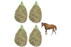 BORDEAG Rete Da Fieno Per Cavalli,4 Pezzi 36 Cm Rete Di Fieno,Rete Per Fieno Da Appendere,Rete Da Fieno Grande,Rete Da Fieno Ad Alimentazione Lenta Per Cavalli Per Capre,Pecore,Cavalli(Verde)