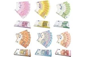 Giugio 120 sztuk Euro Money to Play, Prop Money Copy Money, Full Print Old Style Copy Banks Print, Euro Money to Play dla dzieci, pieniądze na zabawkę, fałszywe pieniądze, na imprezę, akcesoria
