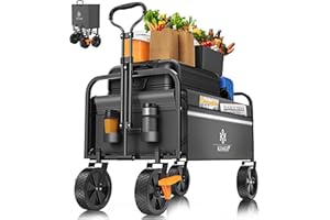 KESSER® Carrello pieghevole a mano, con 2 tasche in rete, tasca laterale e copertura per carrello da giardino senza tetto, colore: antracite