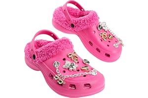 CityComfort Sabots Fille Ado, Chaussures Jardin Doublés Polaire avec Charms Amovibles, Chaussure Enfant avec Sangle, Cadeau Fille