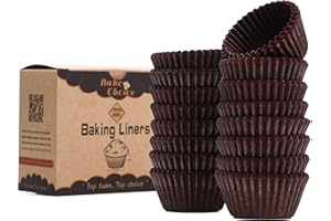 BAKE CHOICE Mini Moldes Magdalenas Papel,400 Piezas,Pergamino Antiadherente de Grado Alimenticio,Moldes Papel Magdalenas Marrón,Tamaño Mini