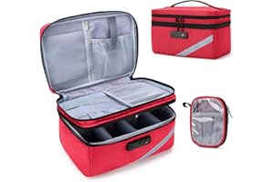 Trunab Small Medical Bag with Lock, Medicine Storage Organizer Bag with Mini Pouch for Home, Travel, Emergency, Red(Empty Bag), Patented Design