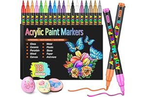 Laconile Acrylic Paint Pens for rock Painting,18 Fine Tip Paint Markers for Wood Glass Stone Wood Ceramic,Acrylic Marker Pens for For Christmas Easter Egg DIY Crafts