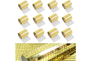 MEBOEM 5760pcs Real Glass Silver Mirrors Mosaic Tiles Sticker for Craft Mini Square Glass Tiles Self Adhesive,5mm by 5mm (Gold)