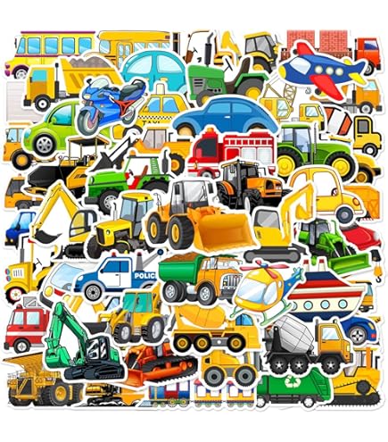 Lot De 60 Autocollants Tracteur, Imperméables, Réutilisables, Pour Voiture, Chantier, Pour Garçon, Papier Cadeau Pour Chambre D'enfant, Livre, Décoration De Cahier, Graffiti