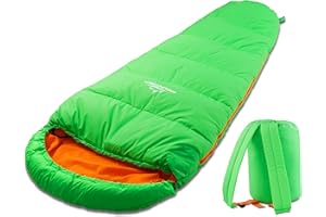 MOUNTREX® Saco de dormir infantil – Portátil como una mochila – Saco de dormir para niños (175 x 70 x 45 cm) – Exterior, viajes, camping, camping, saco de dormir momia, ligero y compacto, forro